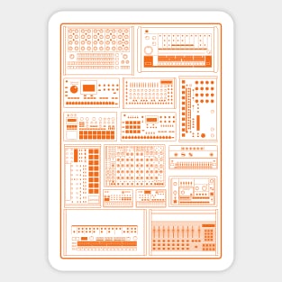 Electronic Musician Drum Machine Synth Collection Orange Sticker